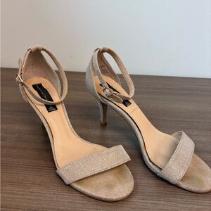 Steven By Steve Madden Vienna Sandals in Tan Silver Sparkle